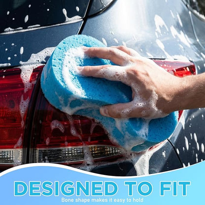 Tioncy 8 Pcs Giant Car Wash Sponges 9 x 4.7 x 3 Inch Extra Large Car Cleaning Bone Sponges Bulk All Purpose Easy Grip Thick Foam Scrubber for Boat Garage Kitchen Bathroom Household Cleaning (Blue)