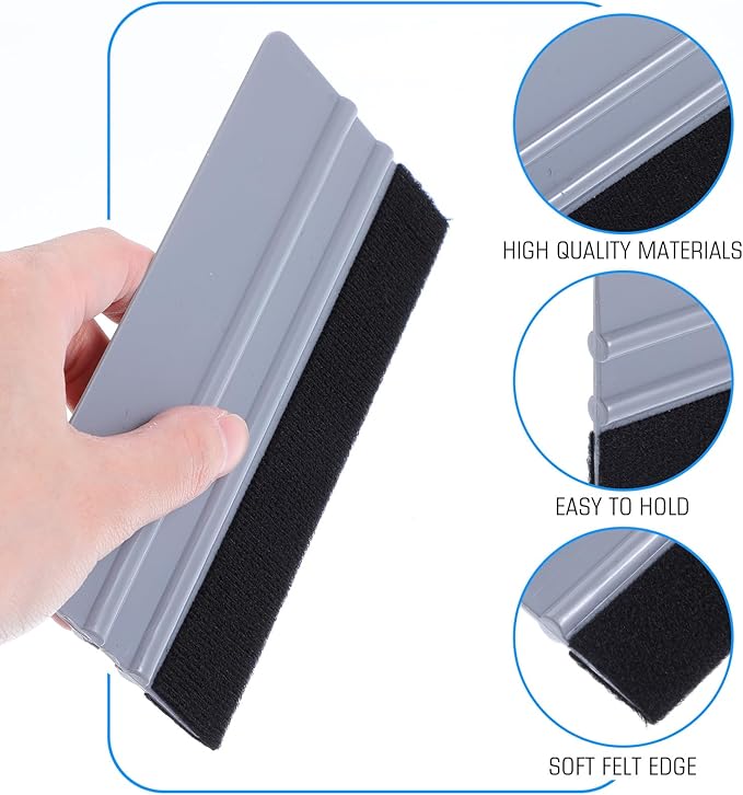 20 Pack Vinyl Wrap Squeegee 4 Inch / 6 Inch Felt Edge Squeegee Window Film Tint Squeegee Decal Applicator Scraper Tool Wallpaper Smoothing Tool with 20 PCS Black Fabric Felt