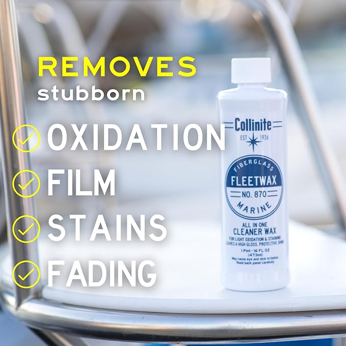 Collinite 870 All-In-One Cleaner Wax for Marine/RV. Removes Oxidation + Restores Look + Provides High Gloss Shine in One Single Step. Provides UV Protection & Prevents Oxidation. (16 fl oz) - 2 Pack