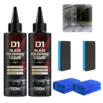 Bianca Glass Polish, D1Car Glass Polish, D1Windshield Cleaner, Glass Film Remover, Anti-Fog Hydrophobic Coating Spray, Removes Scratches, Wiper Marks and Film (2 Pack)