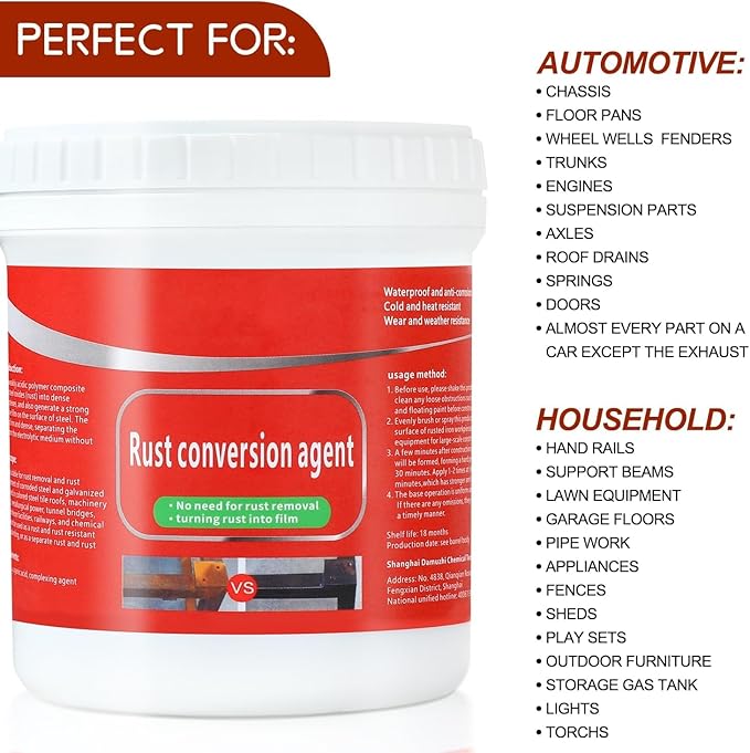 winblot Rust Conversion Agent 300g, Multi-Functional Anti-Rust Paint, Water-Based Metallic Paint, Rust Remover for Metal,Universal Anti-Rust Paint Rust Removal Conversion Agent (Grey)