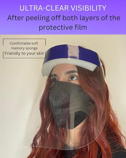 Mystic Romance 30 Pack Face Shields – Reusable Anti-Fog Full Face Protection – Clear Safety Gear for Work, Salons & Travel