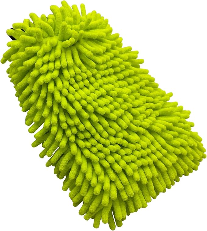 Mr. Detroit - Car Wash Foam Blaster and Chenille Glove Premium Double Noodle Wash Mitt Scratch-Free Microfiber Wash Mitt, Lime Green - Car Wash Gun Connects to Any Garden Hose - 2pc