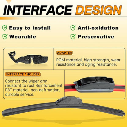 AUTOBOO 18" and 18" Windshield Wipers Blades (Pack Of 2),OEM Quality Premium All-Seasons Wiper blades,Stable and Quiet Armor wiper blades