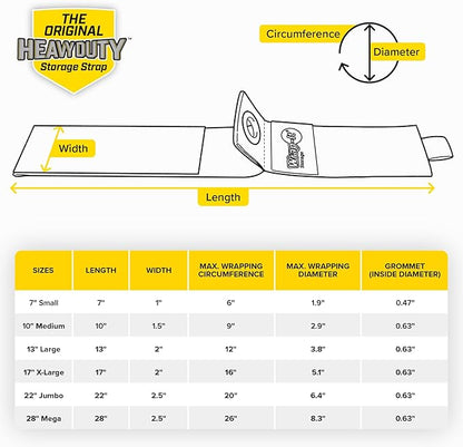 Heavy-Duty Wrap-It Storage Straps, 10-inch (6 Pack) - Hook and Loop Extension Cord Organizer Hanger, Cord Keeper, Cable Straps for Cords, Hoses, and Garage Storage
