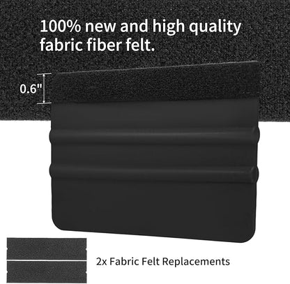 Squeegee for Vinyl, 2 Pcs Vinyl Squeegee with Extra 2 Felt Replacements, 4 Inch Vinyl Wrap Tools for Car Wrap, Craft Sign Making, DIY Crafting, Window, Black