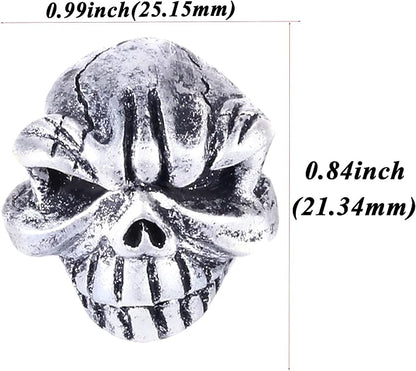 Abfer Skull Valve Stem Caps Car Wheel Air Cover Tire Dust Cap Decorative Accessories Fit Most Vehicle Truck Motorcycles Bikes (Silver)