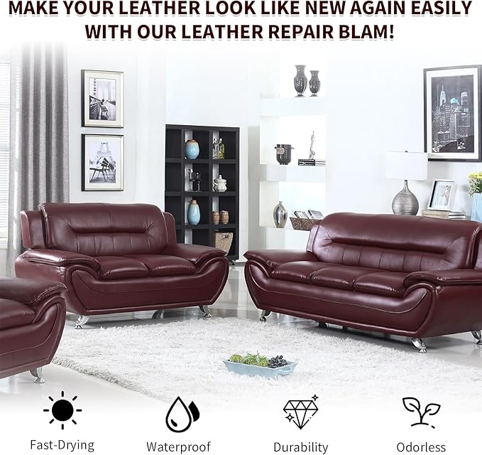 BSCPAM Maroon Leather Recoloring Balm with 100ml Mink Oil,Leather Couch Scratch Remover,Leather Repair kit for Vinyl Furniture and Car Interior,Leather Dye Paint,Mink Oil for Leather