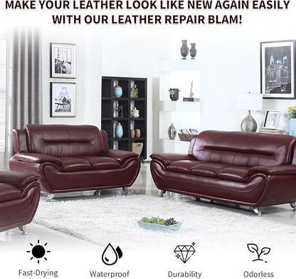BSCPAM Maroon Leather Recoloring Balm with 100ml Mink Oil,Leather Couch Scratch Remover,Leather Repair kit for Vinyl Furniture and Car Interior,Leather Dye Paint,Mink Oil for Leather