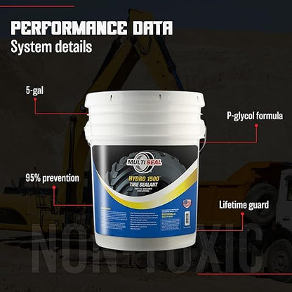MULTI SEAL HYDRO 1500 Liquid Ballast-Filled Tire Sealant - Maximum Protection Formula - Prevents Flats - Seals Punctures - Tubeless Tire Sealant - 5-Gallon Pail