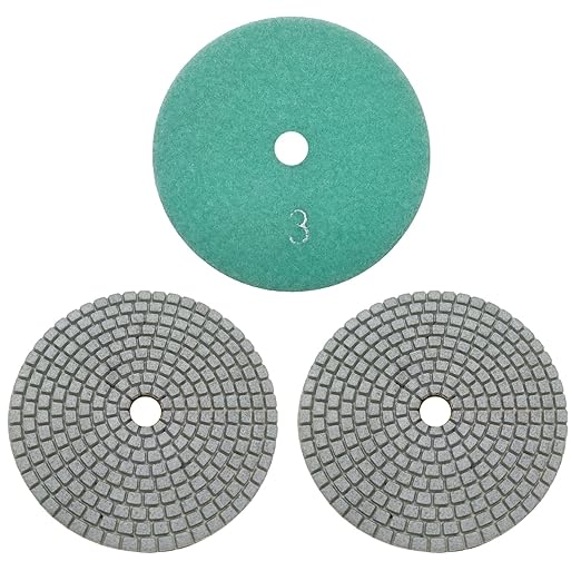 ComeFloor 4 Inch Wet/Dry Diamond Polishing Pads for Granite Marble Concrete Hook and Loop Stone Polishing Pads Step-3 Bundle 3 PCS