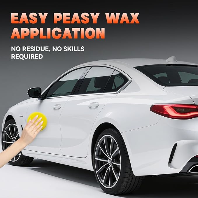 WEICA White Car Wax - Anti-Yellowing + UV Defense | Clear Coat Protection | 180g with Sponge& Microfiber Towel
