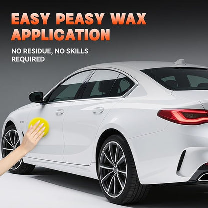 WEICA White Car Wax - Anti-Yellowing + UV Defense | Clear Coat Protection | 180g with Sponge& Microfiber Towel