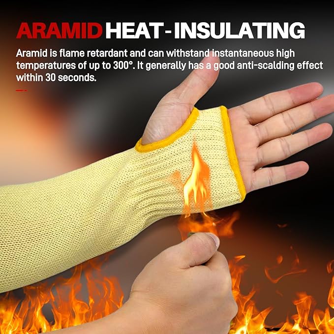 GOL-SIV Cut Resistant Sleeves With Thumb Hole,Thin Skin Arm Protection Sleeves And Bruising, kevlar Sleeves For Women, Men, Elderly(Yellow,11.8 in)