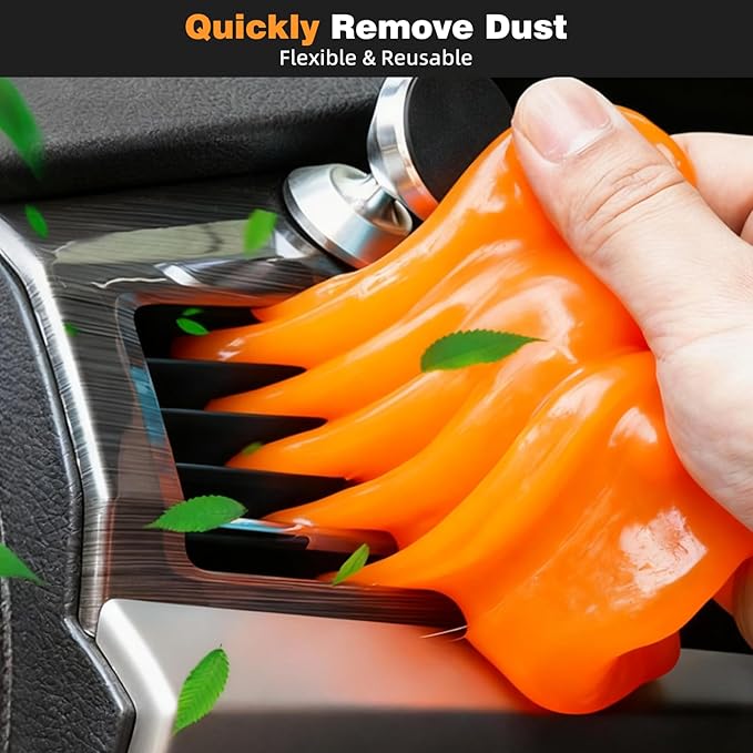 9PCS Car Detailing Brush Set, Bristle Horse Hair Boars Hair Brush with Elbow Adapter, Microfiber Wax Applicator Pads, Drying Towel and Cleaning Gel, Cleaning Kit for Car Interior and Exterior