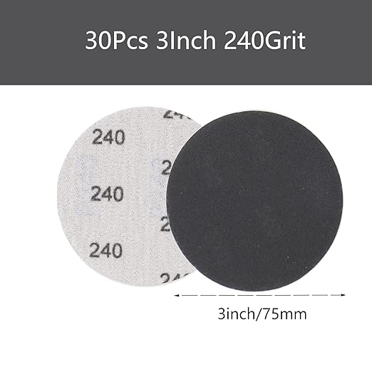 CTPICXM 30pcs Sandpaper 3 inch Sanding Discs Hook and Loop 240 Grits Wet Dry Sandpaper for Random Orbital Sander Automotive Metal Sanding Polishing