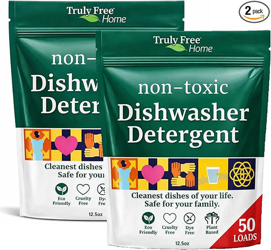 Truly Free Dishwasher Detergent Powder | Natural Dish Detergent, Dishwasher Soap | Plastic Free, Plant-Based, Clean, Heavy Duty Hard Water Stain & Grease Remover | Fragrance Free | 12.5 oz (Pack of 1)