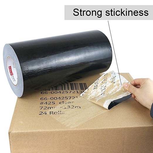 Wide Duct Tape 12 Inch, Industrial Grade 30Yards (90 ft) Wide Tape Duct, 9 Mil Heavy-Duty, Waterproof, Strong, Flexible, No Residue, for Crafts & Home Improvement (Black, 12'' x 90ft)
