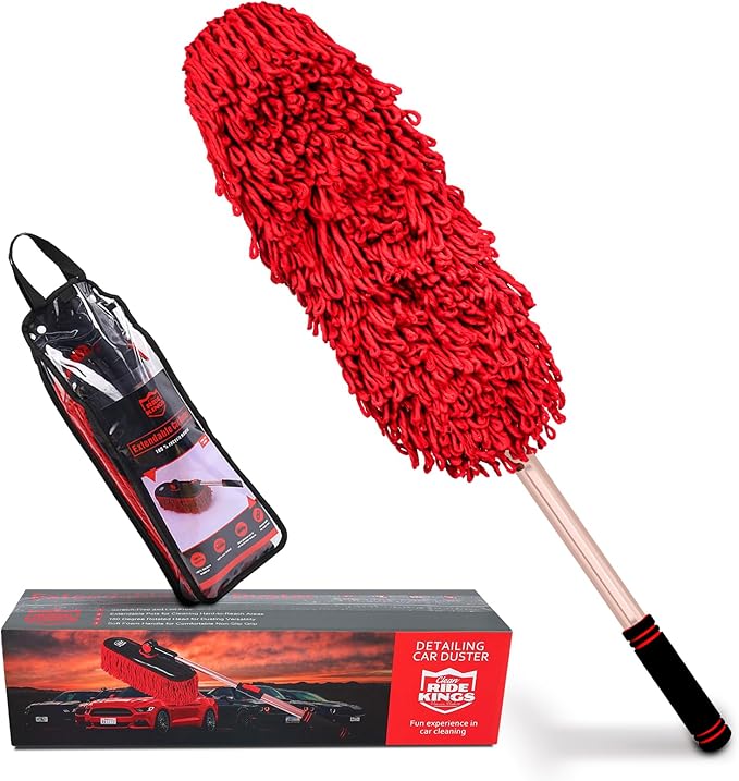 Car Duster Exterior-Stocking Stuffers Gifts for Men Women-Scratch Free Soft Brush Kit forTruck,SUV,RV and Motorcycle,Wax Cotton Hair, Extendable Handle,Car Feather Duster,No Lint
