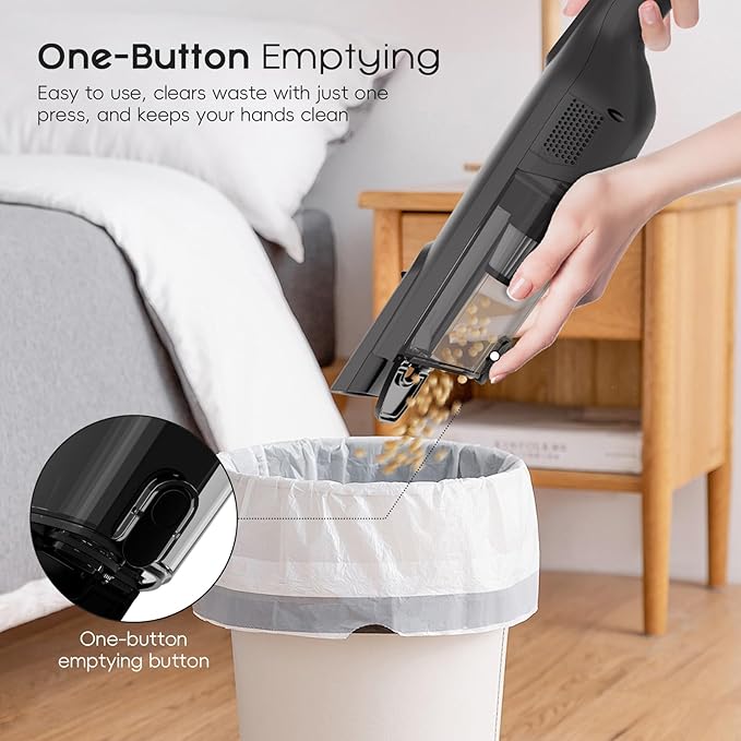 AYONTIN Cordless Handheld Vacuum, Lightweight Portable Hand Vacuum Cleaner with LED Light,Rechargeable Hand Held Vacuum with One-Touch Empty, Powerful Suction for Office,Home,Black