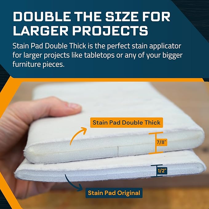 MāKRS Double Thick Stain Pad, Cut-to-Size Staining Pads, 1-Pack, Lint, Snag, Streak-Free Applicator, Micro Brush Material, Wood Stains and Oil Based Finishes, Easy to Use with Consistent Application