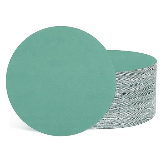 Kozelo 50 Pcs Sanding Discs 6 Inch 240 Grit Hook and Loop Orbital Sandpaper Suitable for Metal Wood Furniture DIY Grinding and Polishing, Green