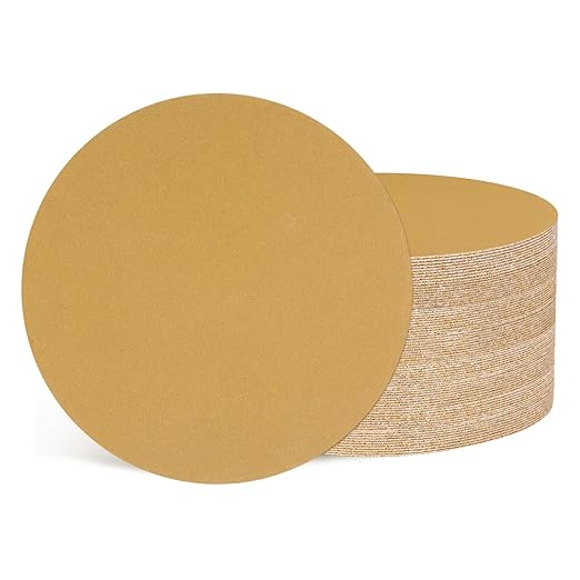 Kozelo 50 Pcs Sanding Discs 8-7/8 Inch 180 Grit Hook and Loop Random Orbital Sandpapers Suitable for Drywall Sander Wood Metal Furniture, Yellow
