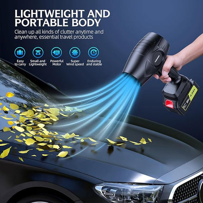 980,000 RPM Cordless Leaf Blower - 21V Electric Handheld Leaf Blower with 2×4.0Ah Batteries & Fast Charger - Lightweight for Patio, Lawn, Yard, Deck Cleaning - Light Black