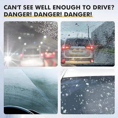 Car Glass Oil Film Cleaner, Clear View Lens Cleaner Universal Anti-Rain Fog Glass Brush Cleaning Tools Reusable Hydrophobic Windshield Coating for Improves Clarity Visibility - 3.4Fl oz