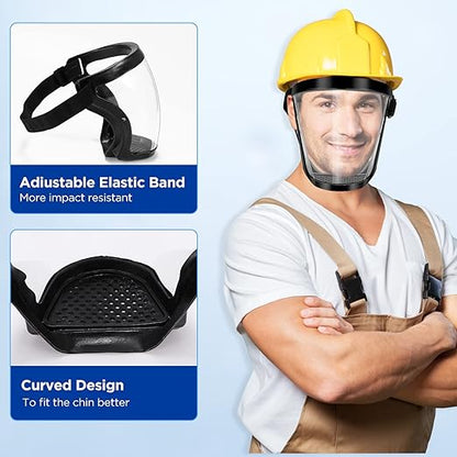 Blingbin Face Shield, Dust Mask Anti-fog Protective Full Face Shield, Adjustable Breathable Face Shield, Portable Universal Clear Face Mask for Weed Whacking Grinding Cutting for Men Women Adult