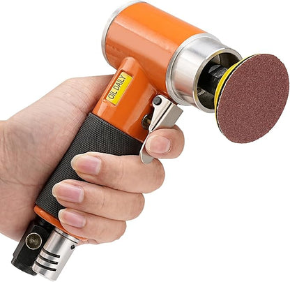 NuoDunco 2 Inch Pneumatic Mini Orbital Sander Kit 2-in-1 Air Right Angle Grinder Polisher Kit Surface Prep Tool with 40 Pcs Quick Change + Hook & Loop Sanding Discs for Metal & Woodworking