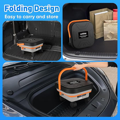 660PSI Portable Cordless Pressure Washer with Folding 3.4Gal Tank, 6-in-1 Nozzle, 7 Adjustable Pressure Levels, 7M Hose, Portable Sprayer with Wheels for Car Floor Wall Fence Cleaning (Orange)