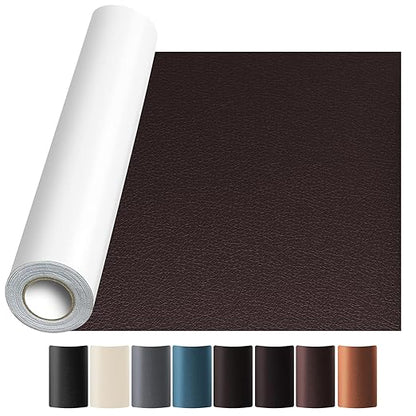 JuCheng Leather Repair Kit -Leather Repair Patch Self-Adhesive Waterproof Patch & Glue for Furniture, Car Seats, Sofa, Couch, Vinyl - Instant Fix for Tears & Scratches (Brown, 17X158 inch)