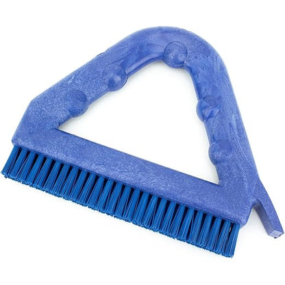 SPARTA Plastic Commercial Grout Brush, Triangle-Shaped Scrub Brush with Scraper and Two Threaded Holes for Attaching Handle (Sold Separately), 9 x 7 x 7 Inches, Blue, (Pack of 4)