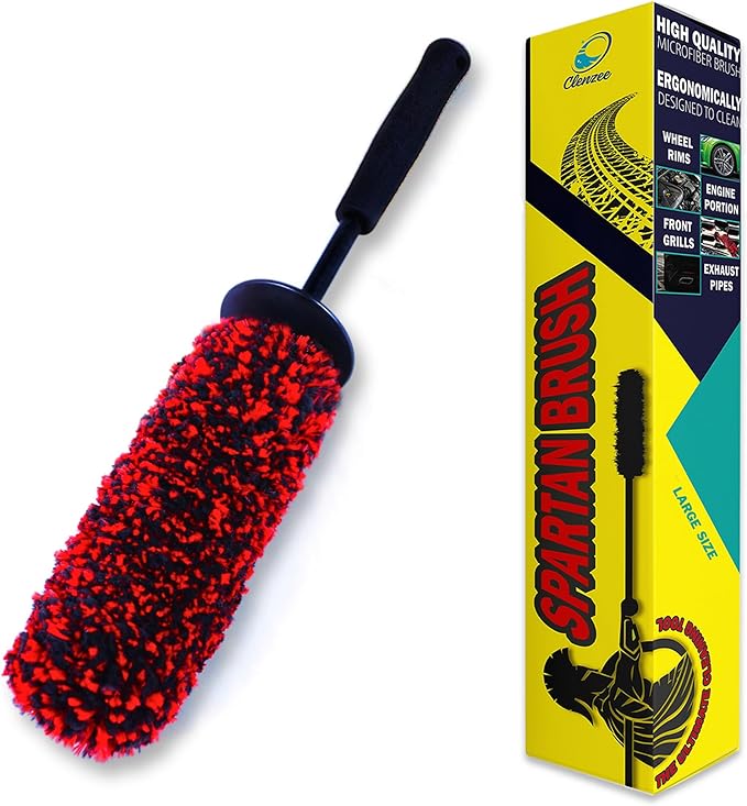 Large Microfiber Wheel Brush for SUVs, RVs & Trucks | Soft Non-Metallic Rim Cleaner Brush with Premium Microfiber Wool | Non-Metallic Wheel Cleaner Brush for Large Size Rim