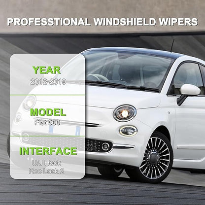 PARRATI® Windshield Wipers for Fiat 500 2012-2019,24"+14" Front and 12" Rear,OEM Replacement Wiper Blades,Quiet & Streak-Free(Set of 3)