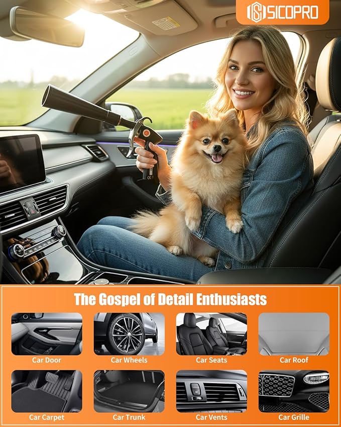 Car Cleaning Gun, Air Blower Gun Car Detailing Tools, Air Compressor Accessories, Air Blaster Gun, 2 Set Nozzle Accessories, Quickly Blowing Out Dirt and DustWorking with Air