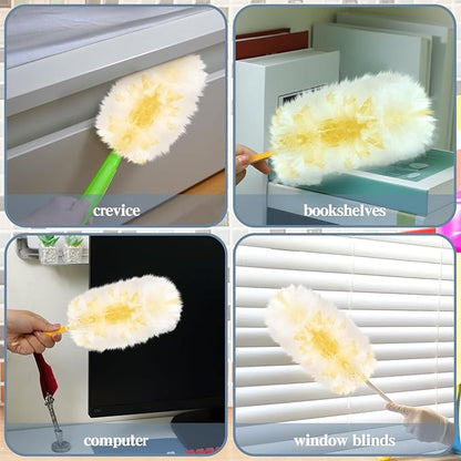 Vesici 300 Pcs Duster Refills Compatible with Swiffer Dusters Bulk Disposable Replacement Thickened with 1 Handle Heavy Duty for Cleaning, Office (Yellow)