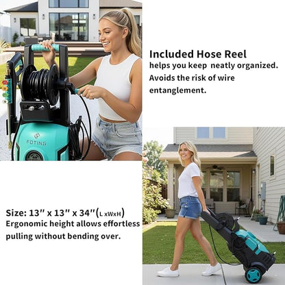 2025New Pressure Washer 4800PSI, 34" Tall, 4 Quick Connect Nozzles,Inlet Hose&Filter&500mlFoam Cannon for Cars/Fences/Driveways/Home Cleaning,Blue
