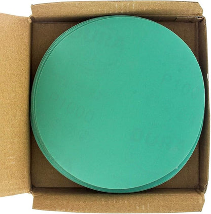 Dura-Gold Premium 5" Green Film Sanding Discs - 1000 Grit (Box of 50) - Hook & Loop Backing Sandpaper Discs for DA Sanders, Finishing Extra Fine Cut Abrasive - Sand Automotive Paint, Woodworking Wood