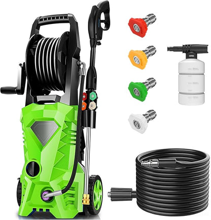 Power Cleaner 5000 PSI with 33FT Hose, 4 Nozzles for Car/Patio Cleaning(Green)