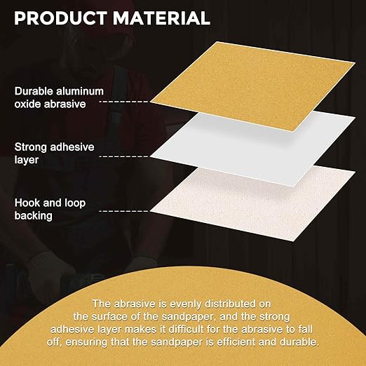 Kozelo 50 Pcs Sanding Discs 8-7/8 Inch 400 Grit Hook and Loop Random Orbital Sandpapers Suitable for Drywall Sander Wood Metal Furniture, Yellow