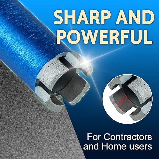 SALI Wet Diamond Core Drill Bits 4"/102mm Diameter, 15"/380mm Drilling Depth Concrete Core Drill Bit, 1-1/4-7" Thread Core Bit Turbo Laser-Welded Segments with Rebar, Brick, Block, Masonry, Stone