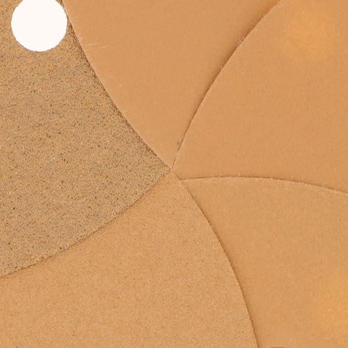 Dura-Gold Premium 80, 120, 220, 320, 400 Grit 6" Gold Sandpaper Discs, 6 Hole Pattern Dustless, 10 Each, 50 Total - Hook & Loop Backing for DA Sander, Sanding Automotive Paint, Woodworking Wood, Metal