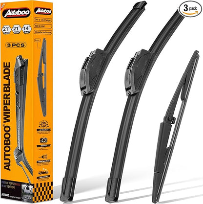 AUTOBOO 21"+21" Windshield Wipers with 14" Rear Wiper Blade Replacement for Jeep Grand Cherokee 2005 2006 2007 208 2009 2010 -Original Factory Quality (Pack of 3)