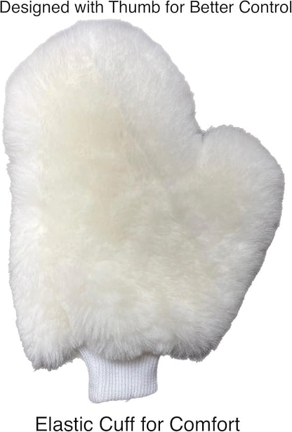 Tru Lamb Natural Lambskin Wool Car Wash Mitt - Large Sheepskin for Wet and Dry Applications and Painters (3)