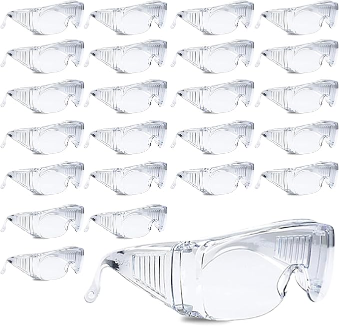 Aqulius OTG Safety Glasses - Fog-Proof & Anti-Fog Polycarbonate Lenses - Low-Profile Safety Goggles Over Glasses & Sideshields - Over-Prescription Protective Eyewear - 24 Pack, Unisex