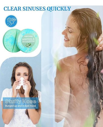 POPCHOSE Shower Steamers Aromatherapy, Stocking Stuffers for Women, Christmas Gifts for Teens and Women, Self Care & Home Spa Gifts for Mom, Men, Dad, and Teens, 8 Scented with Gift Packaging