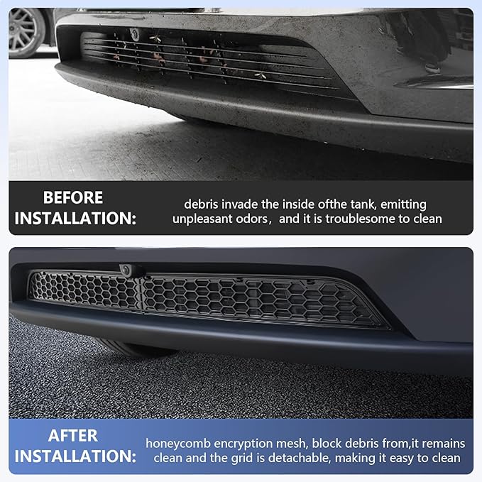 SHINELINERS Grille Mesh Insert for Tesla Model Y Juniper 2025 2026, Matte Black Front Air Vent Cover, Insect Protection(Only for Premium)