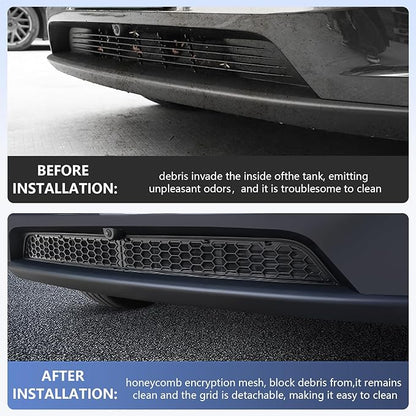 SHINELINERS Grille Mesh Insert for Tesla Model Y Juniper 2025 2026, Matte Black Front Air Vent Cover, Insect Protection(Only for Premium)